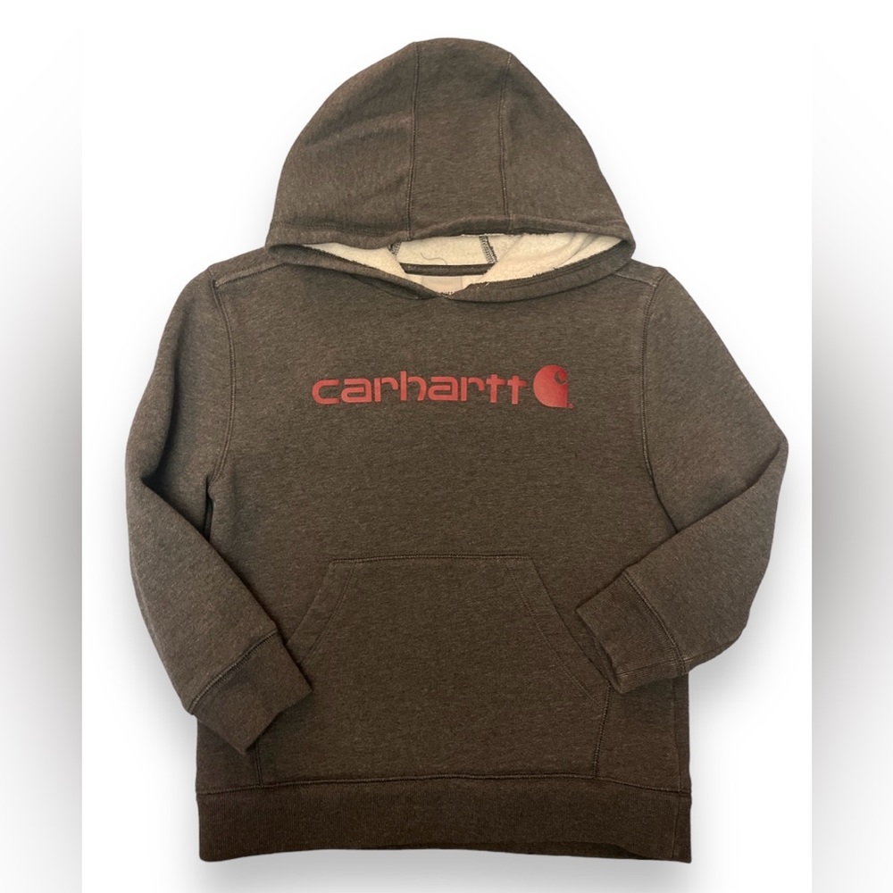 Boys Carhartt Dark Gray Hoodie sweatshirt sweater Size small 8-10